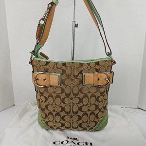 Coach Soho Medium Signature Canvas Green Leather